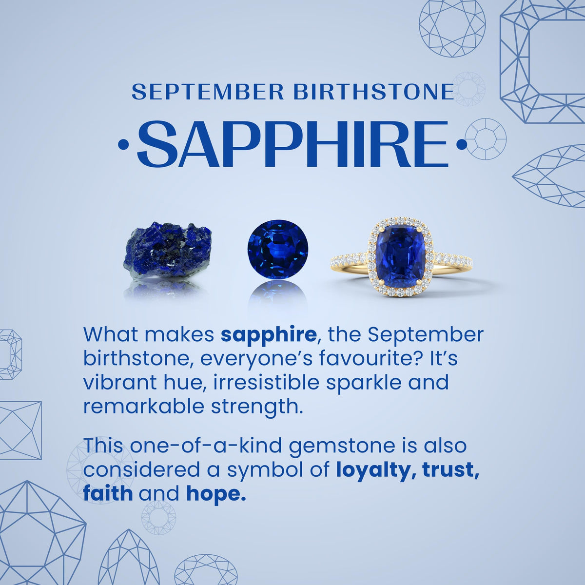 3.00CTW G/vs Lab-Grown Sapphire and Diamond Halo Ring 14K White Gold