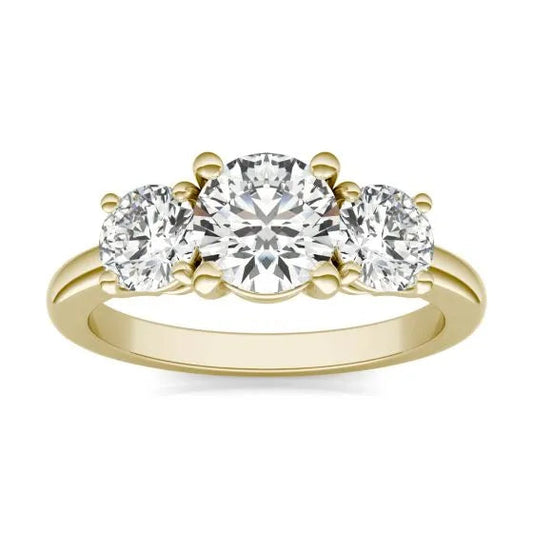 2 CTW AGI Certified Lab Grown Diamond (G-Vs) Three Stone Ring 14K Gold